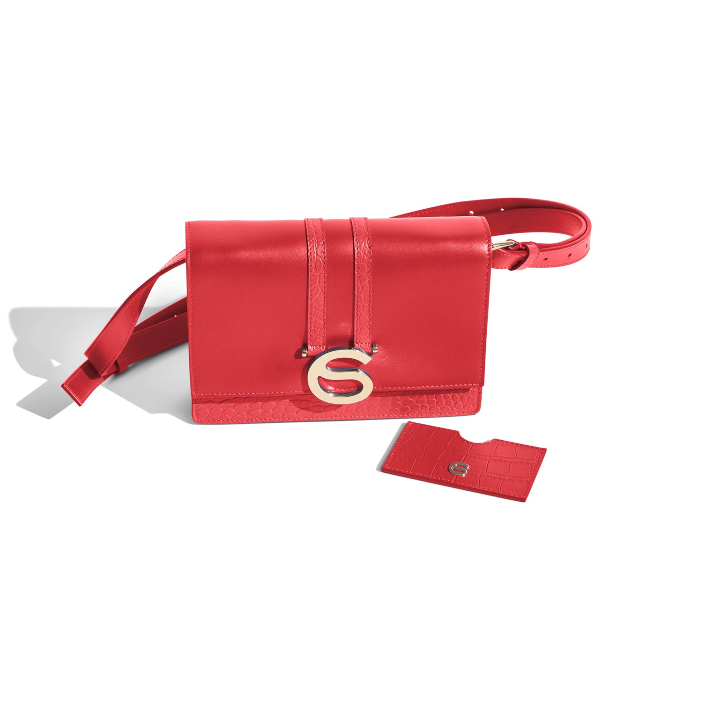 Italian leather slim card wallet with matching Emme Belt Bag by Chau Sáenz.