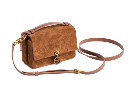 Aurora Bag Camel Limited Edition front side view with shoulder strap