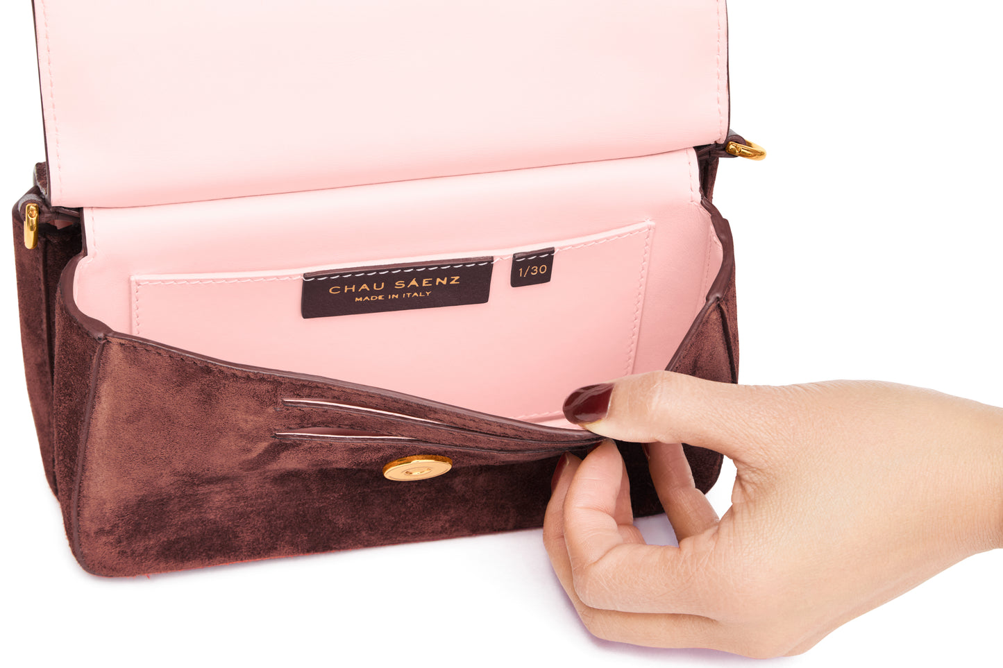 Aurora Bag Chocolate Red interior limited edition number view
