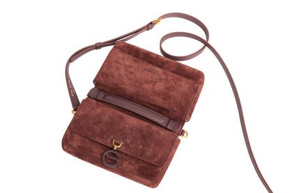 Aurora Bag Chocolate Red top view lay flat