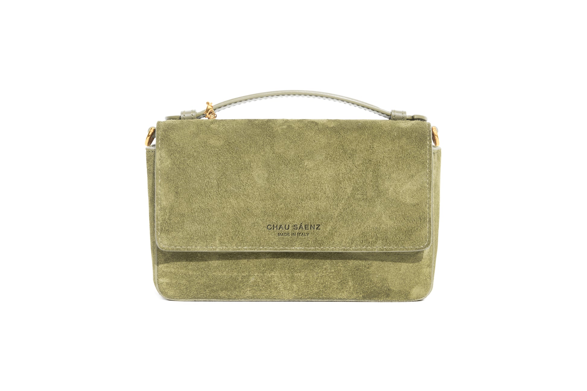 Aurora Bag Olive Suede Limited Edition top handle back view