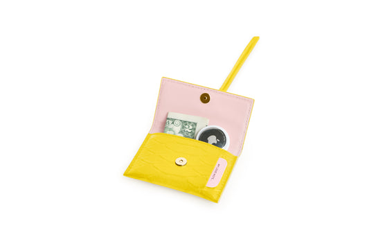 Yellow luxury Italian leather bag charm handcrafted in Italy by Chau Sáenz.