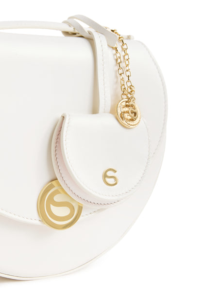 Luna Bag and Mini Love Charm in White Italian leather, limited edition set, close up