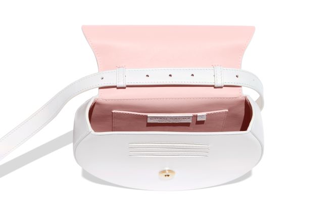 Luna Bag in White Italian leather, limited edition, interior top view