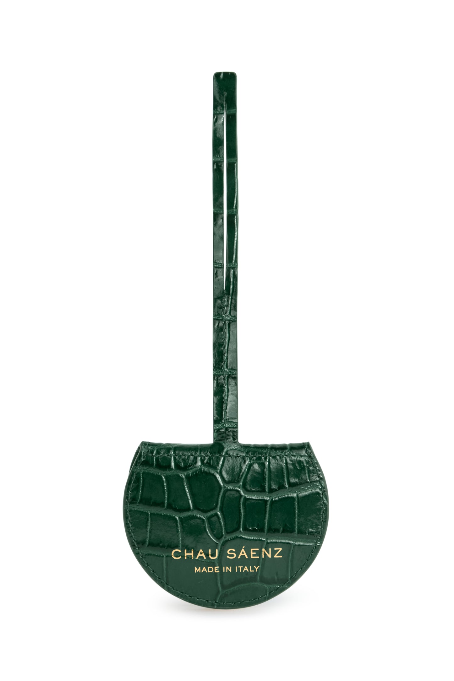 Mini Luna Charm in Vert Italian leather bag charm, back view