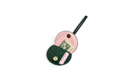 Mini Luna Charm in Vert Italian leather bag charm, lucky money and note