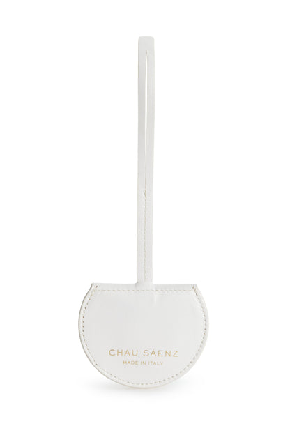 Mini Luna Charm in White Italian leather bag charm, back view