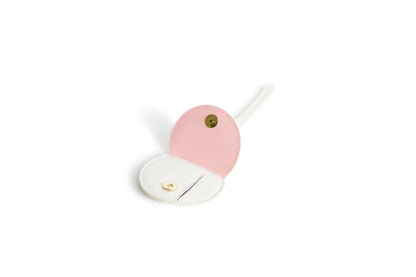 Mini Luna Charm in White Italian leather bag charm, front open view.