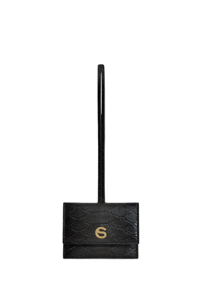 Grey luxury Italian leather bag charm handcrafted in Italy by Chau Sáenz.