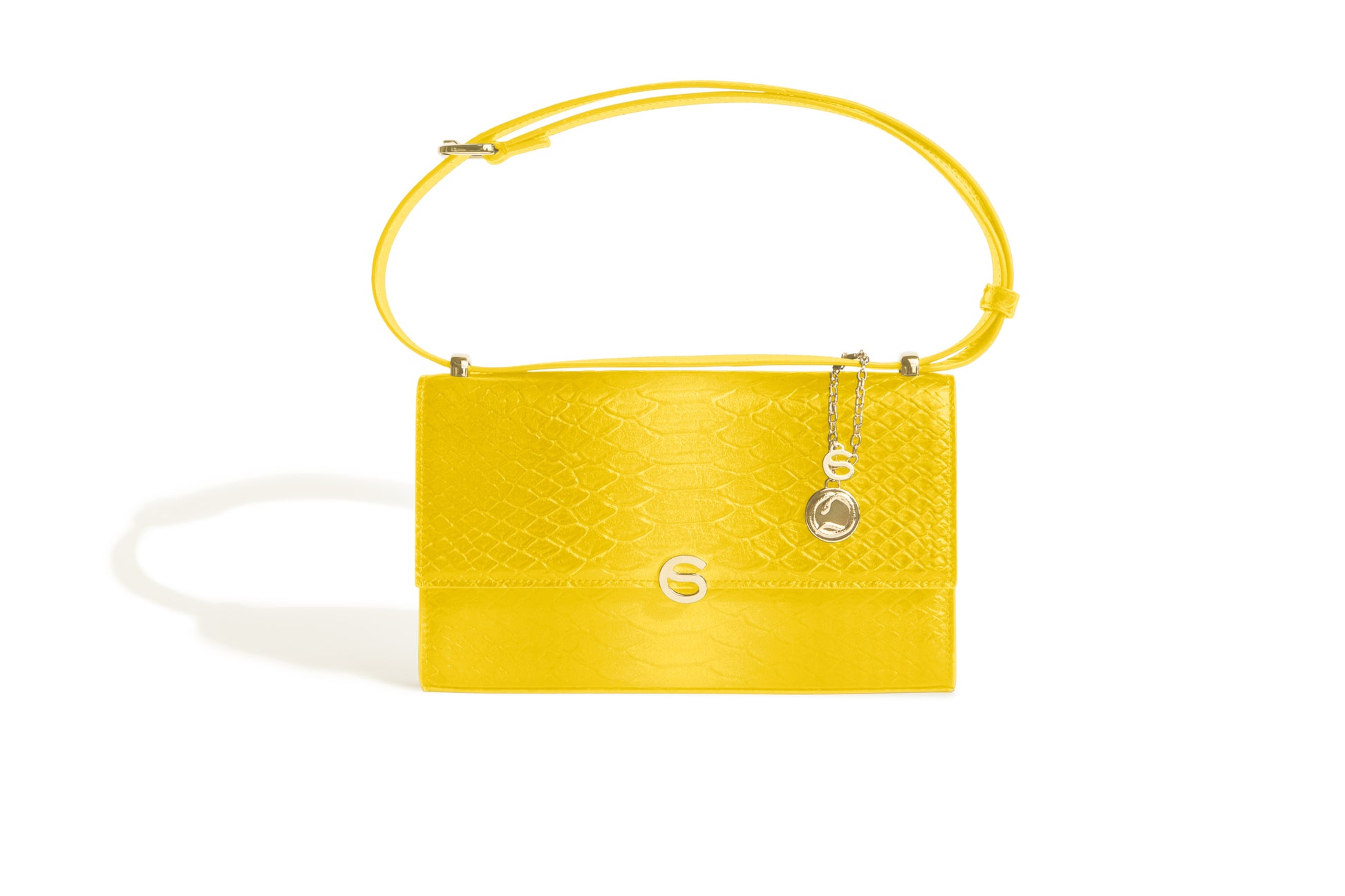 Yellow limited edition luxury Italian leather Selene handbag handcrafted in Italy by Chau Sáenz.