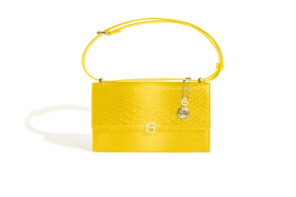 Yellow limited edition luxury Italian leather Selene handbag handcrafted in Italy by Chau Sáenz.