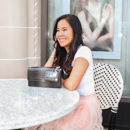 Grey luxury Italian leather bag charm handcrafted in Italy by Chau Sáenz.