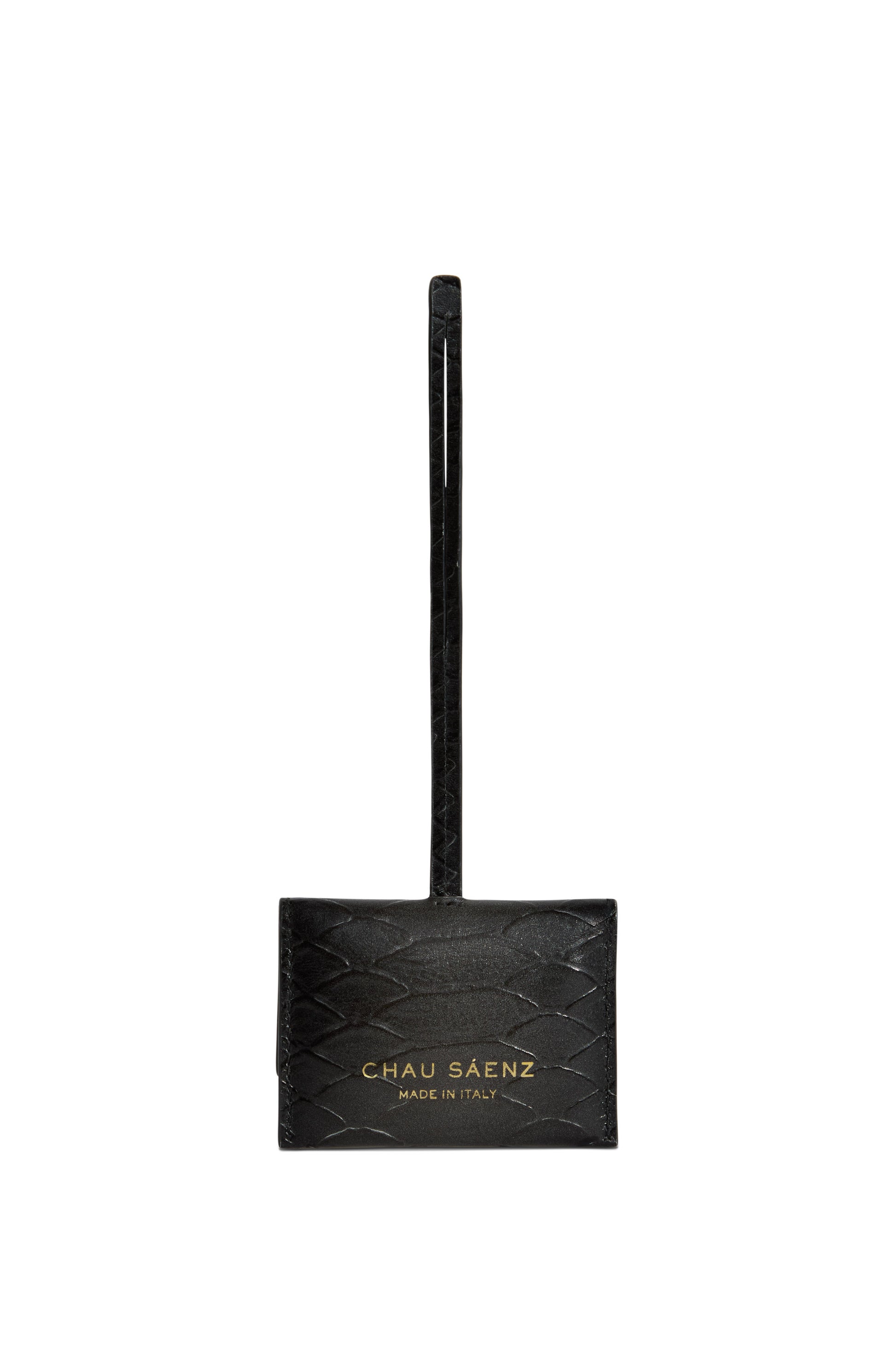 Grey luxury Italian leather bag charm handcrafted in Italy by Chau Sáenz.