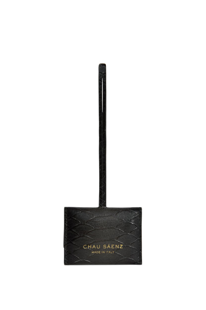 Grey luxury Italian leather bag charm handcrafted in Italy by Chau Sáenz.