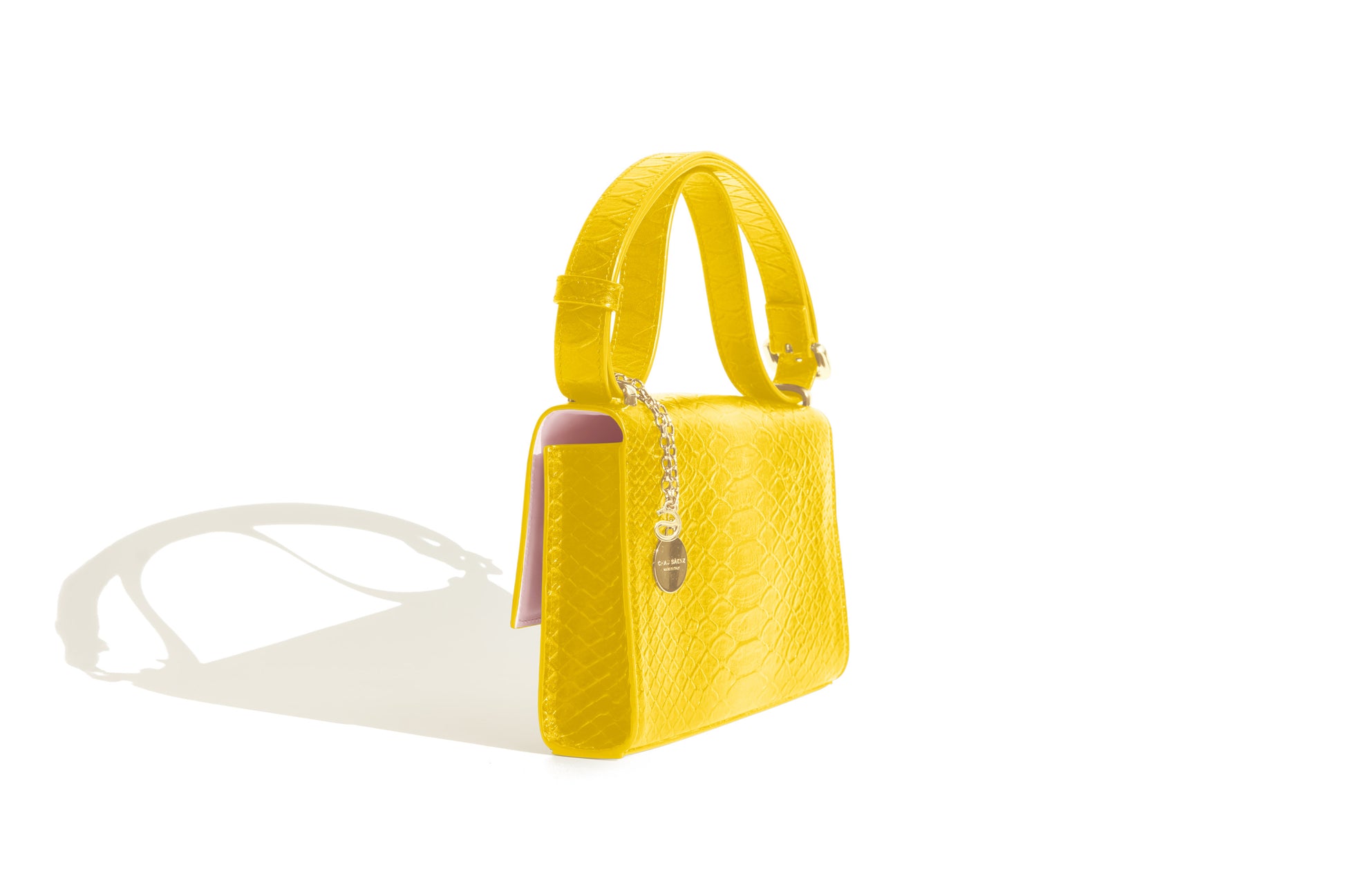 Yellow limited edition luxury Italian leather Selene handbag handcrafted in Italy by Chau Sáenz.