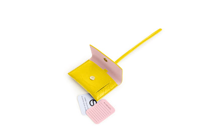 Yellow luxury Italian leather bag charm handcrafted in Italy by Chau Sáenz.