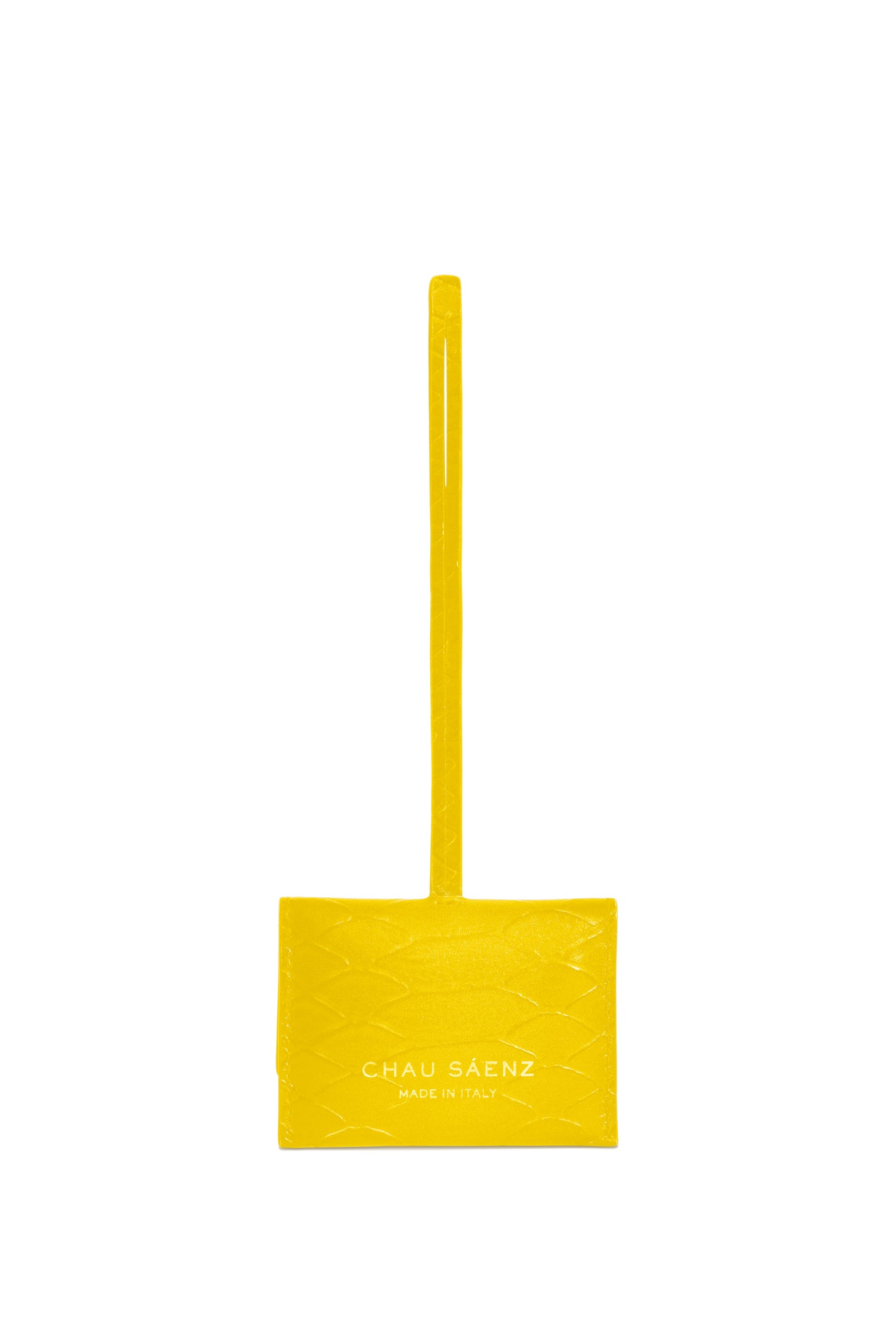 Yellow luxury Italian leather bag charm handcrafted in Italy by Chau Sáenz.