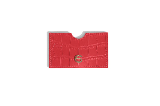 Rocco Red luxury Italian leather card holder handcrafted in Italy by Chau Sáenz.