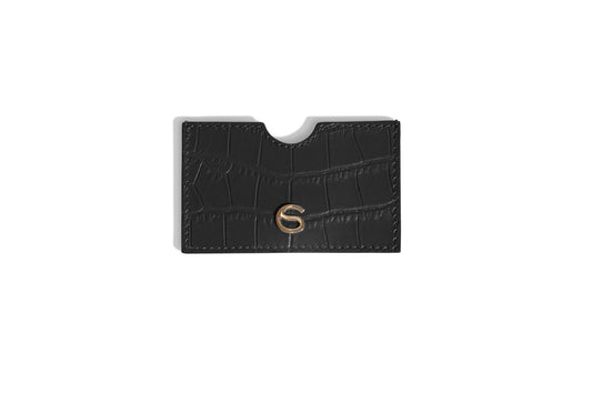 Nero Black luxury Italian leather card holder handcrafted in Italy by Chau Sáenz.