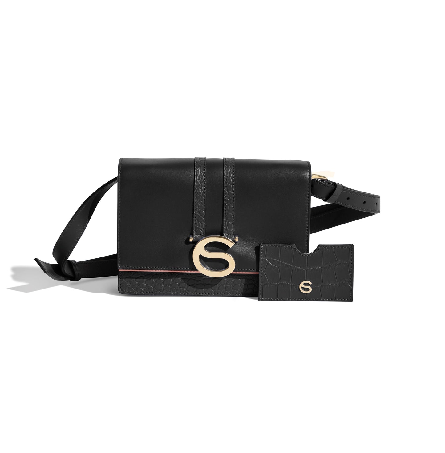 Nero Black luxury Italian leather card and Emme belt bag handcrafted in Italy by Chau Sáenz.