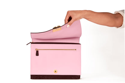 The Rose Bag in Oxblood Italian leather, interior front pouch view